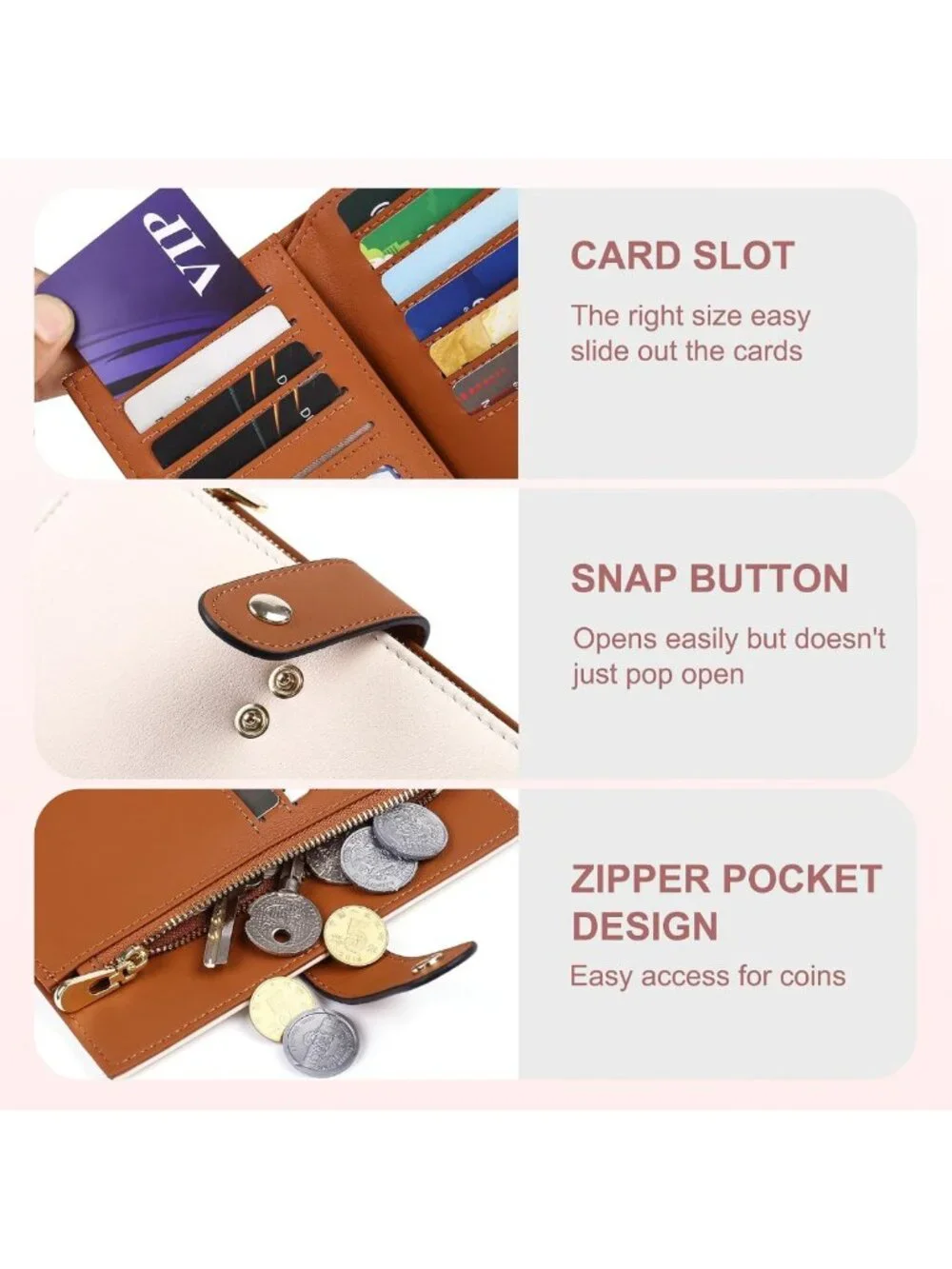 Stylish RFID Blocking Leather Trifold Wallet | Travel Purse & Card Holder for